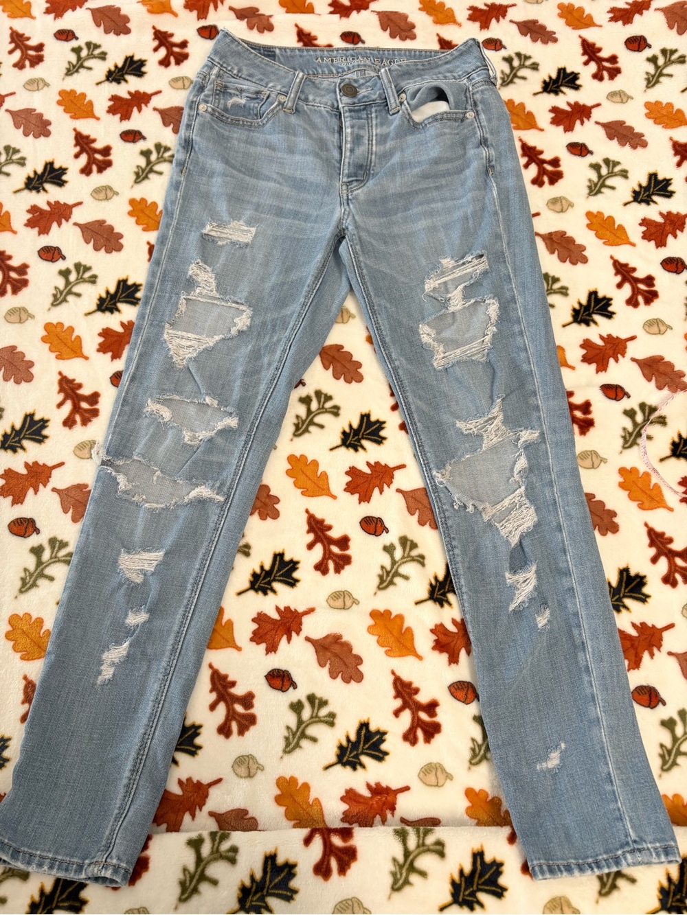 American Eagle Outfitters Light Blue Distressed Skinny Jeans